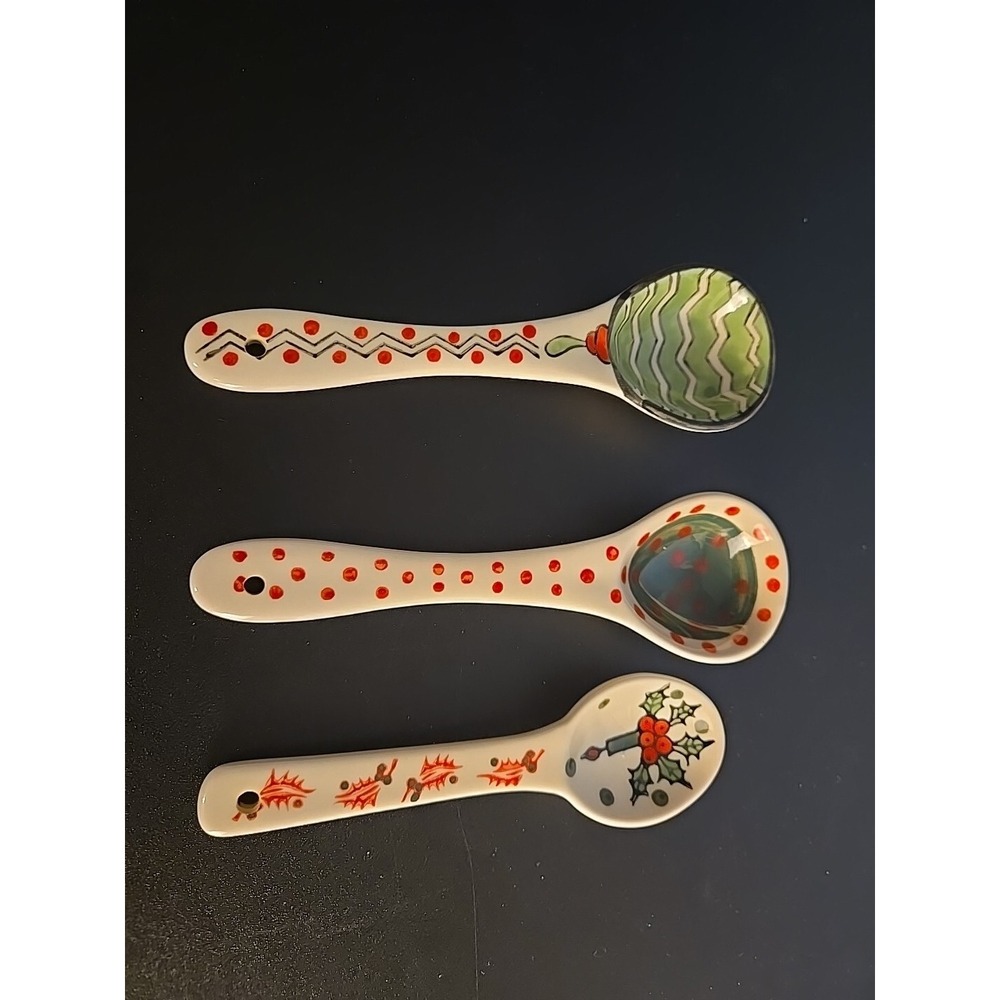 3 Porcelain Ceramic Soup Spoons 3 Colorful‎ Spoons 3 Colorful Designs